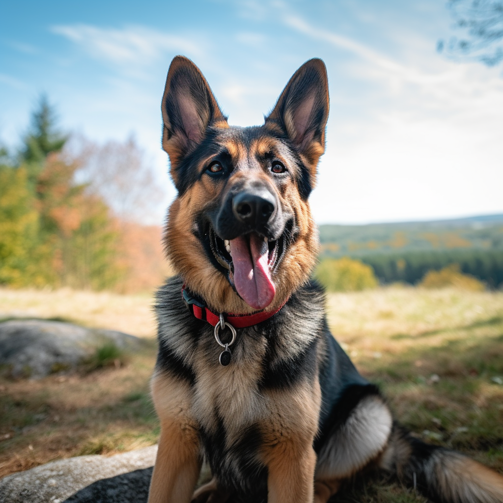 Primo piano di un cane da pastore tedesco che mostra la lingua 