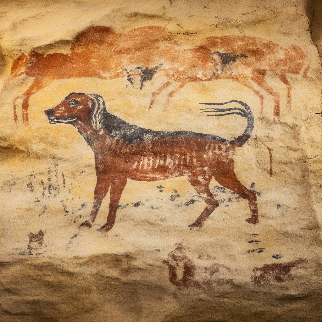 Graffito preistorico di un cane da caccia